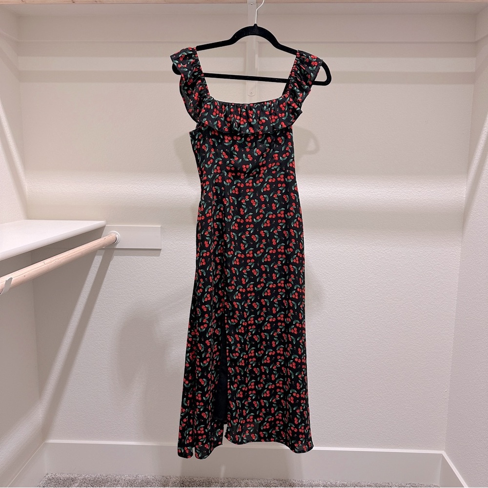 Aulala Design Cherry Print Midi Dress